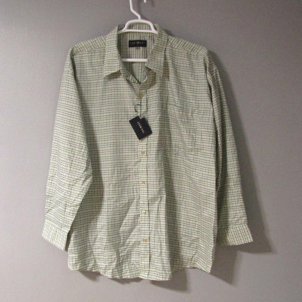 NEW Ten West Green Blue Check Shirt Size 4X